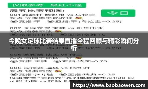 今晚女足球比赛结果直播全程回顾与精彩瞬间分析