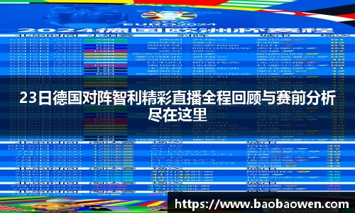 23日德国对阵智利精彩直播全程回顾与赛前分析尽在这里